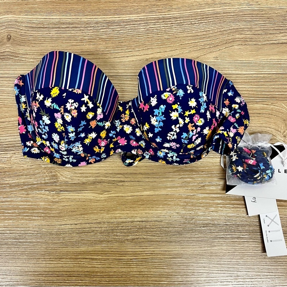 Vera Bradley Reversible Wildflower Ditsy & Wildflower Stripe Charlotte BikiniTop - Picture 4 of 10